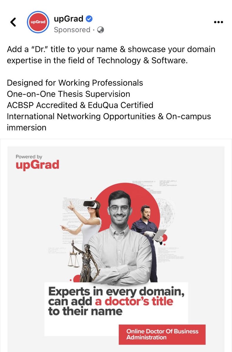 drrakeshparikh's tweet photo. Add “Dr” to your name with online course? Really? ⁦@upGrad_edu⁩ https://t.co/mrjmX4kUsZ
