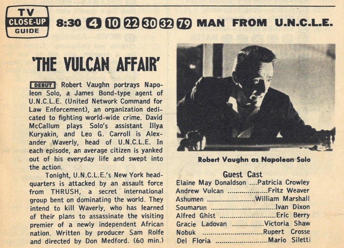 the_60s_at_60's tweet photo. September 22, 1964: “Man From U.N.C.L.E.” premieres. https://t.co/MTUTj39mTt