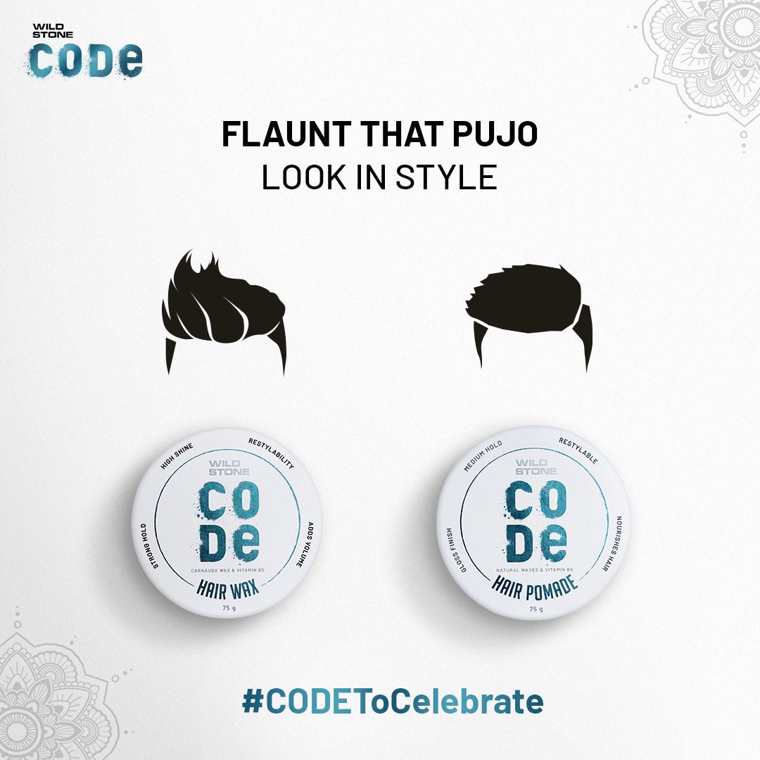 codeofficial_in's tweet photo. For a grand Pujo celebration, enhance your look with CODE Hairstyling essentials. Here's your CODE to nourished and glossy hair.

#CODEToCelebrate #DurgaPuja #DurgaPuja2022 #FestiveSeason #FestiveReady #Celebration #CodeHairRange #HairWax #HairPomade #Code #Grooming #MensGrooming https://t.co/qmf0DuJBVe