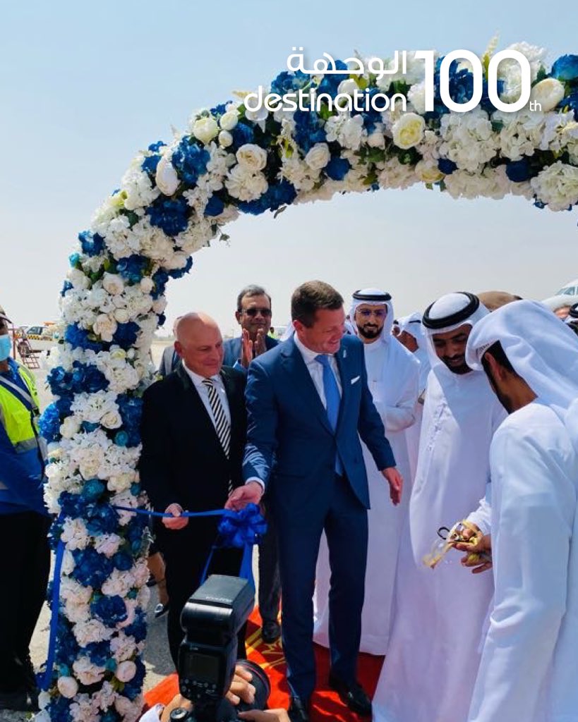 IndiGo6E's tweet photo. A warm welcome to our 100th destination, #RasAlKhaimah. Here's to flying to new frontiers. #goIndiGo https://t.co/V0SeVbhArY