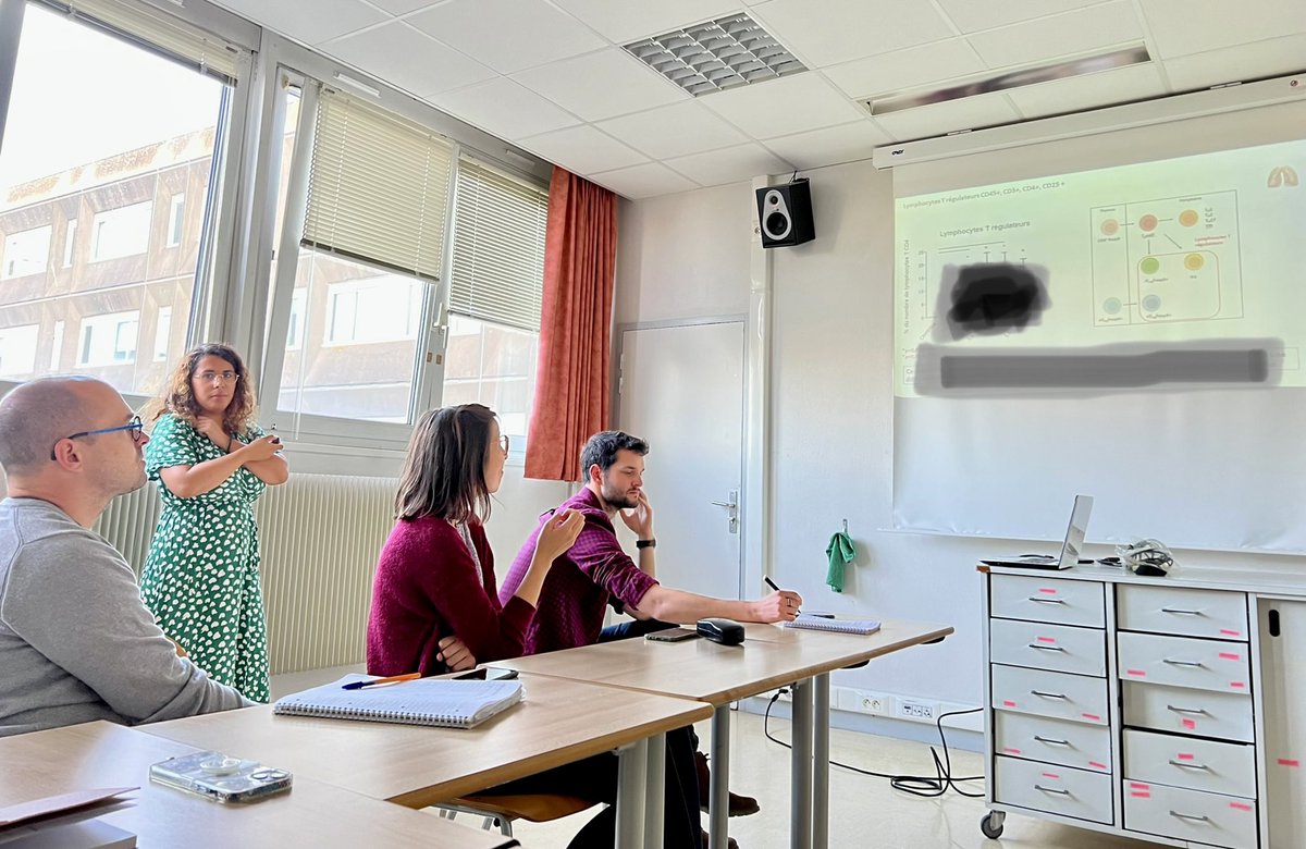 Genevieve_Hery's tweet photo. 🦠🫁 Labmeeting today. Solweig Beuzit presenting her M2 data. Major advance in the understanding of the mechanism of action of our pulmonary probiotic candidates thanks to a fruitful collab with the ⁦@InsermU1227⁩ and the analysis in imaging mass cytometry on the Hyperion. https://t.co/0yizeseifS
