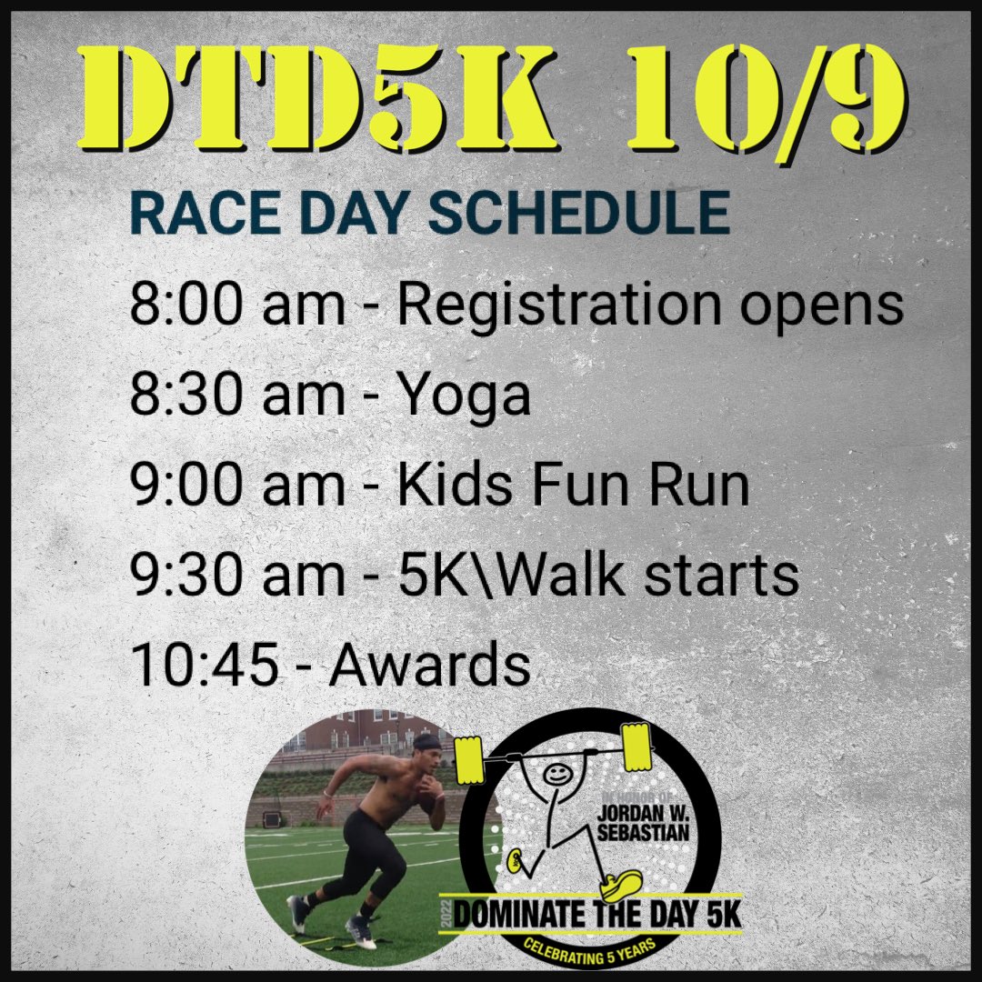 Dominators: Here’s the race day sched! Also happening: face-painting and DTD tattoos, lawn games, music, yoga, and story time with kid-favorite: Lauren from @possiblefuturesbooks !! Still time to join us.

runsignup.com/Race/CT/WestHa…