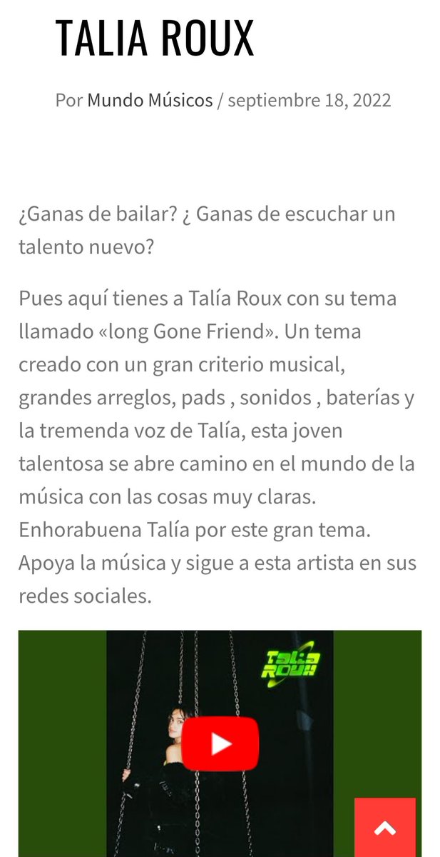 Thank you so much to Music On The Rox and Mundo Músicos for these two beautiful articles ♡♡♡ so so happy 🥺 

Music On The Rox article: musicontherox.com/alternative/20…
Mundo Músicos article: mundomusicos.com/talia-roux/#of…