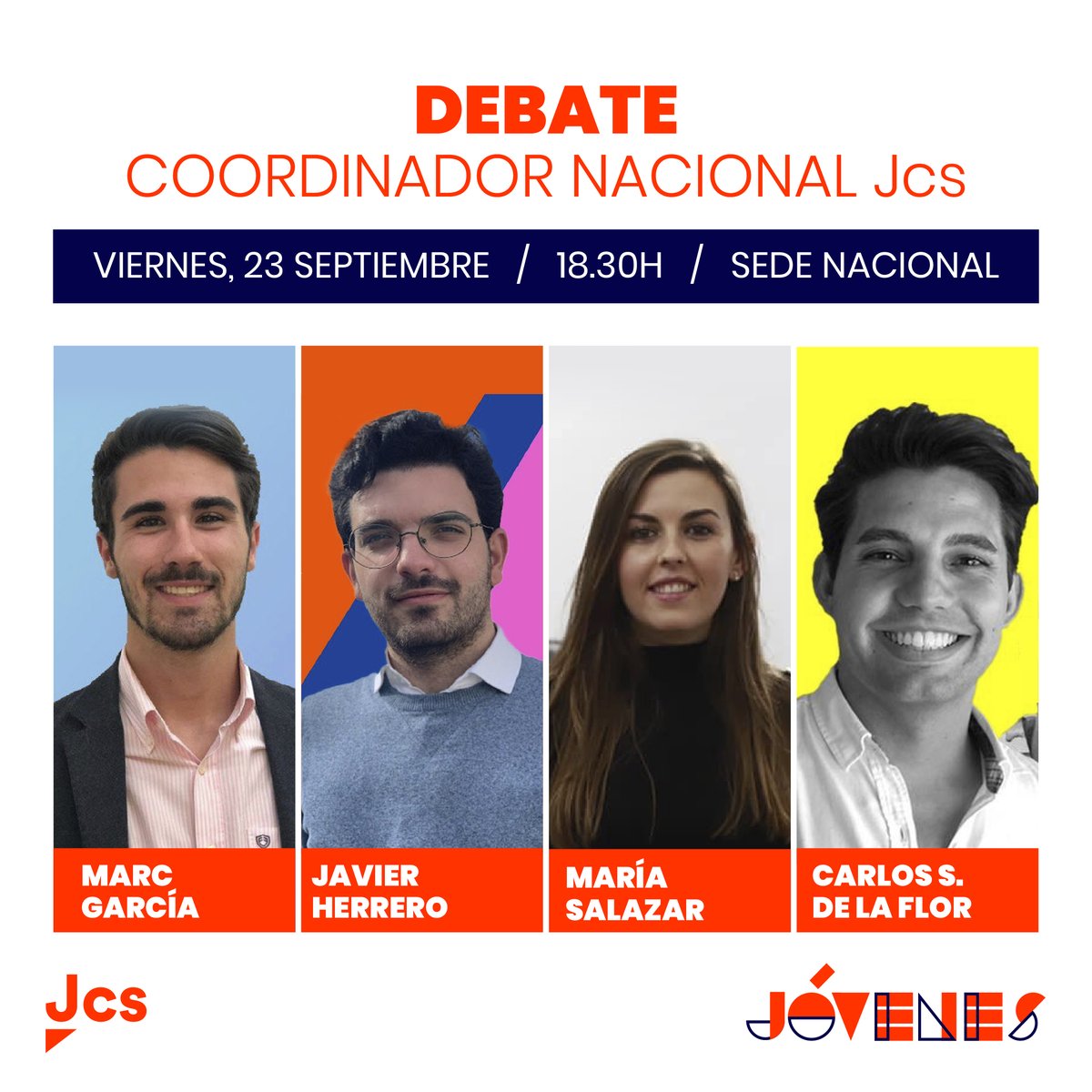 jovenesCs's tweet photo. 🗓 Este viernes a las 18:30, no te pierdas el debate a coordinador nacional Jcs.

📨 Si eres afiliado y quieres verlo de forma presencial, rellena el cuestionario que te hemos enviado al mail.

🔛 También podrás seguirlo #EnDirecto en este enlace: https://t.co/5kc6TK8MHz https://t.co/WqOYX3ms7c