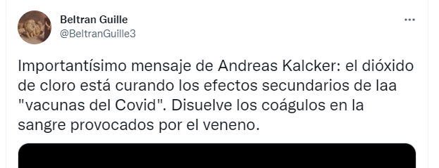 MatiMatarredona's tweet photo. @BeltranGuille3 Vaya, vaya, promocionando la #EsLejíaClO2, qué cosas, el charlatán de A. Kalcker y sus delirios lejieros https://t.co/5cs40AhMaz