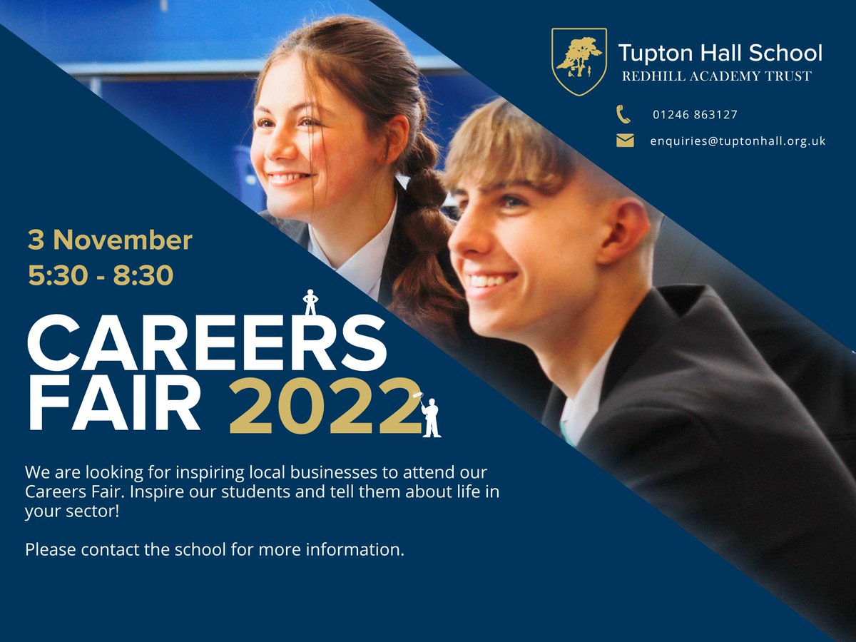 TuptonHalls's tweet photo. We are looking for inspiring local businesses to attend our Careers Fair. Inspire our students and tell them about life in your sector! 

Please contact the school for more information. https://t.co/zbLxNmtpfV