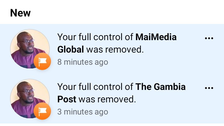 San_Camar's tweet photo. I have this morning lost admin control of @MaiMediaGlobal and @GambiaPost @facebook pages that I use for professional purposes. 
I reported the matter and hoping for quick resolution to the unfortunate issue. 
@AFRICTIVISTES @Internet_SF @accessnow 
#KeepItOn 
#WebJournalism https://t.co/BmFbEMgNi5