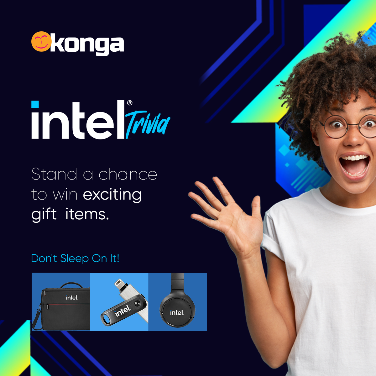 ShopKonga's tweet photo. It is time for another Intel Trivia🔊
Answer the question above, tag 3 friends to follow @ShopKonga, and stand a chance to win the awesome prices on the next slide courtesy of Intel.
.
.
.
#IntelTrivia #IntelCampaign #IntelKonga #MarketPlace #ShopKonga https://t.co/lRZBAqsko3