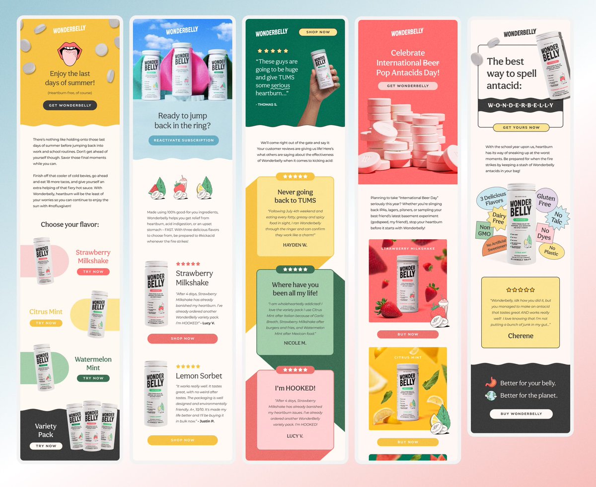 A few Wonderbelly emails from the last month 💪