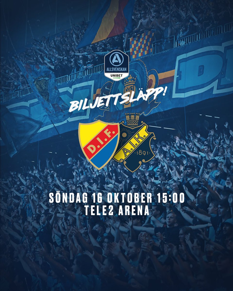 DIF_Fotboll's tweet photo. 14:00 sker det allmänna släppet 🔥
🎟️ Biljetter på https://t.co/PUmOG0Ws9F https://t.co/bewL4beHTh