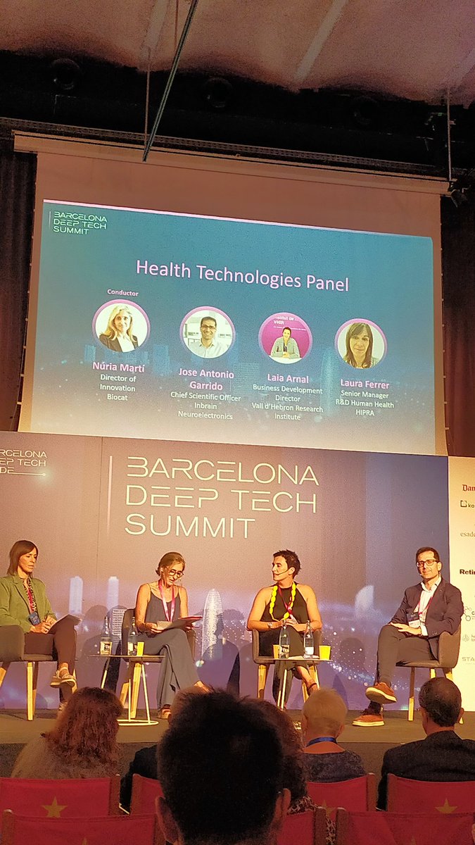 Interesting panel of #HealthTech in the Barcelona #DeepTechSummit with experts of the sector. 'We need the same amount of funds for #innovation as we have for #research and new mechanisms to keep improving the public-private interface'