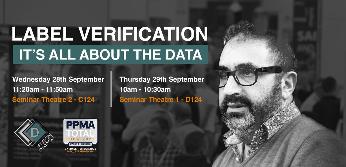 JentonGroup's tweet image. LABEL VERIFICATION, IT’S ALL ABOUT THE DATA! 
Dr Russell Sion, Jenton Dimaco, Managing Director will be presenting at #PPMAShow next week and outlining the importance of data in label verification, focusing on FMCG products

ppmashow.co.uk/speakers-2022#…

#labelverification #foodwaste