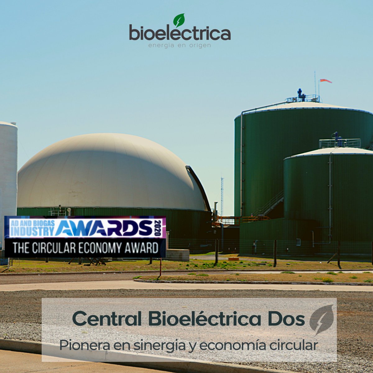 Hoy cumple 4 años de operaciones, Central Bioeléctrica Dos, la segunda planta de biogás desarrollada por #bioeléctrica.

Orgullosos de ser parte de este proyecto, que fue premiado en el año 2020 como ejemplo de Economía Circular a nivel mundial por "Ad &amp; Biogas Industry Awards.