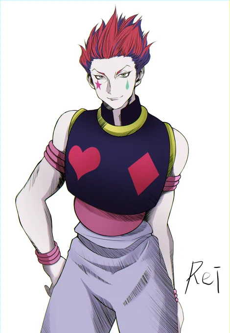 #ハンターハンター母に頼まれたからヒソカさん描いてみた中々難しかった(;=˙꒳​˙)= 