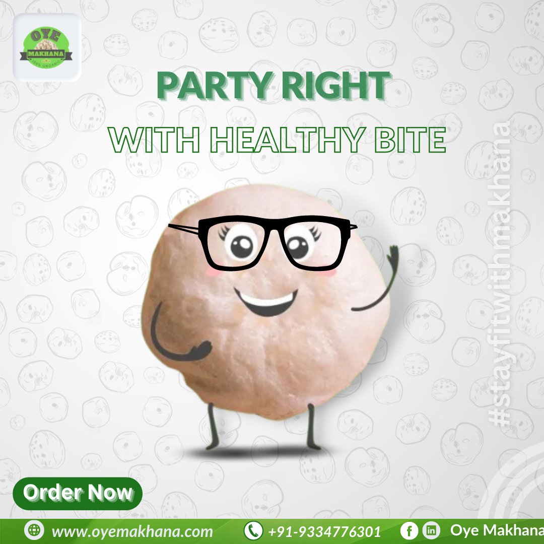 OMakhana's tweet photo. PARTY RIGHT WITH HEALTHY BITE
#stayfitwithmakhana #oyemakhana
:
Visit us: https://t.co/LdbXttKHbX
Call Now: +91-9334776301
:
#makhana #healthybite #fit #fitnessmotivation #fitness #weightloss #wieghtlossjourney #obesity #corona #foodporn #ig_lovers #meet_the_foood #healthyfood https://t.co/xehWhT1dcs