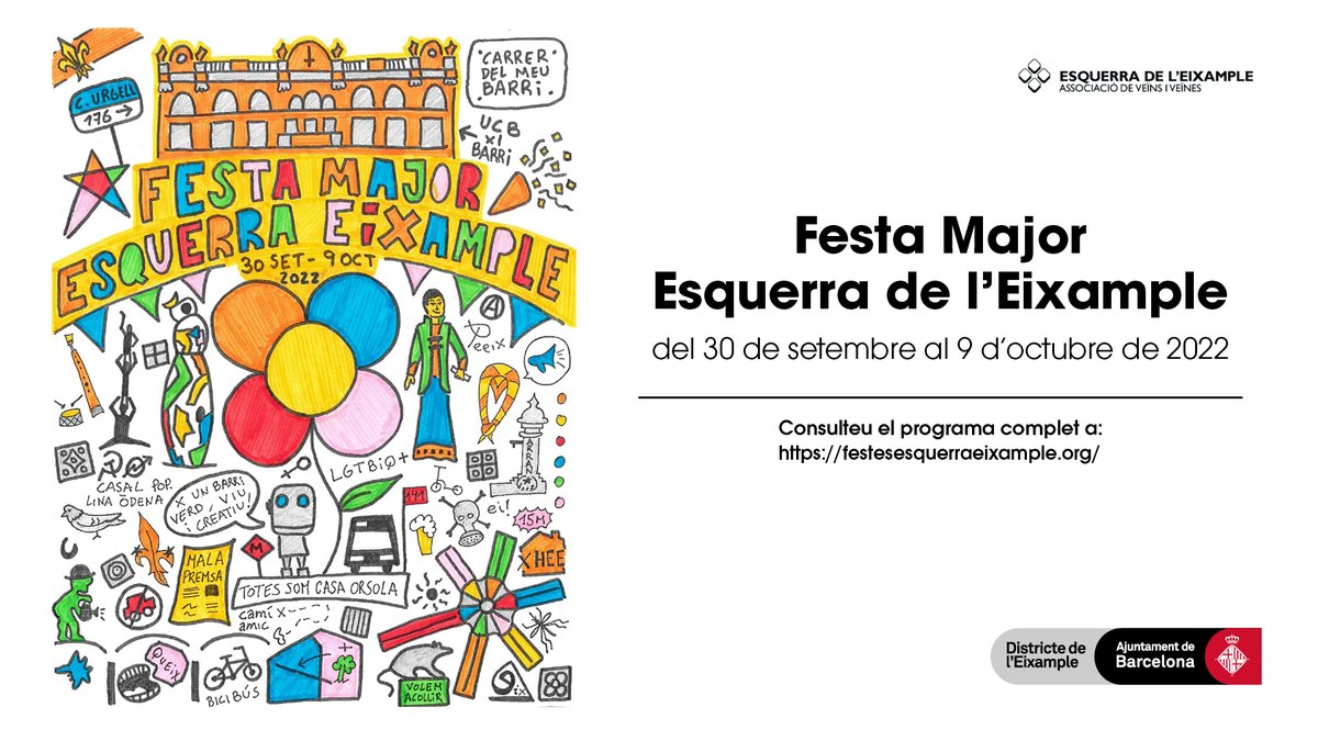 Bcn_Eixample's tweet photo. 🎊🎉Ja tenim el programa de la #FMEsquerra!
I també, la pregonera d'enguany: @BrigittaLamoure serà l'encarregada d'encetar la festa el divendres 30 de setembre🥳
Descobreix-ne tots els detalls
👀👉https://t.co/7IDbnkeUIT https://t.co/8EWQ78k9qp