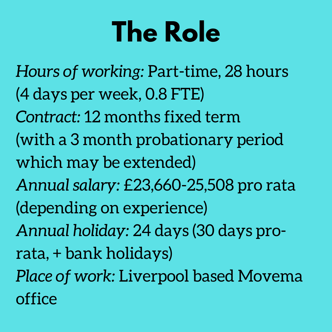 Movema's tweet photo. Deadline to apply for the role of Administration &amp; Operations Manager is TOMORROW! 
Get those applications in!📝Find all the information at: https://t.co/bMAc1cEBq0

#movema #jobs #liverpooljobs #administrator #artsjobs #artssector https://t.co/EbP4aWPSAM