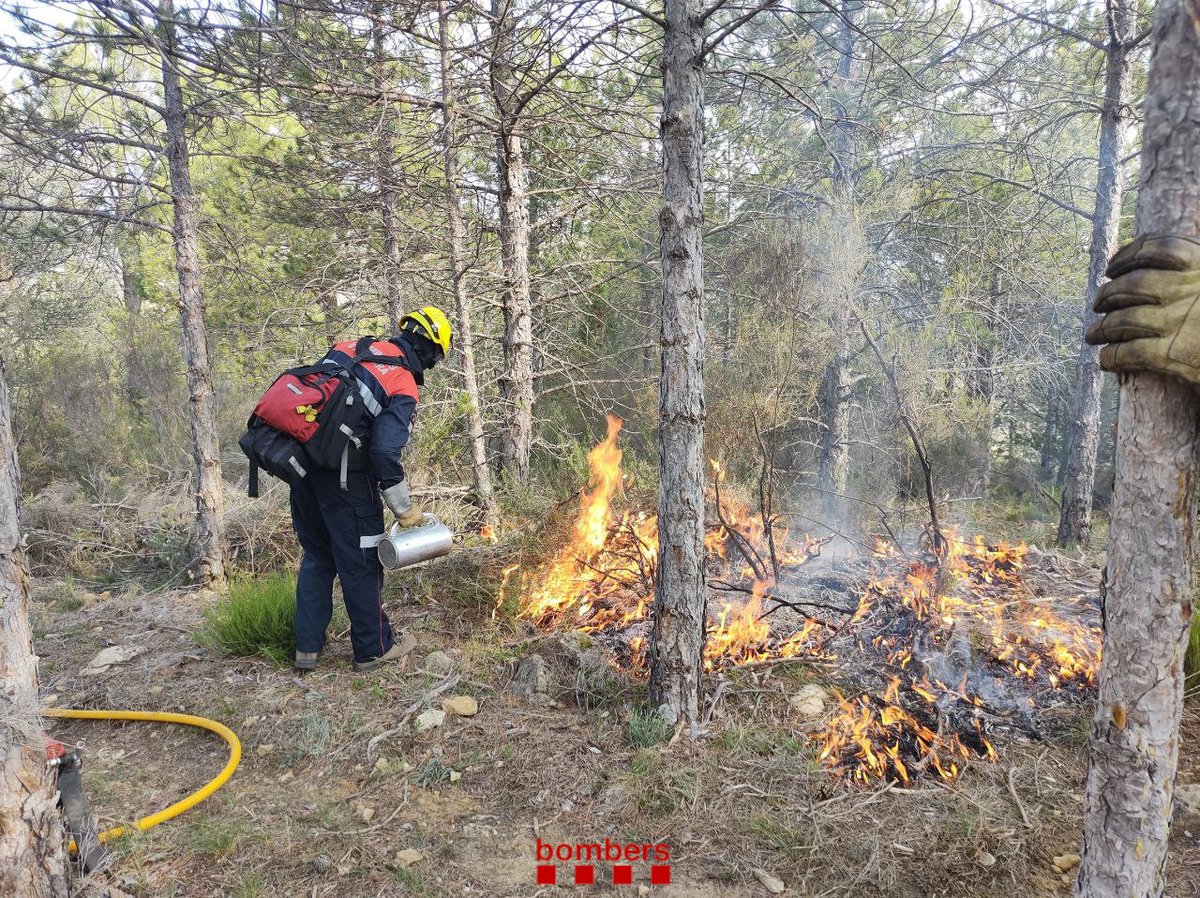 bomberscat's tweet photo. 📷 #cremaprescrita a la zona de l'Alzina, a Sant Esteve de la Sarga. A les pràctiques hi col·laboren també @BombersAndorra https://t.co/KlnqTcLkwb