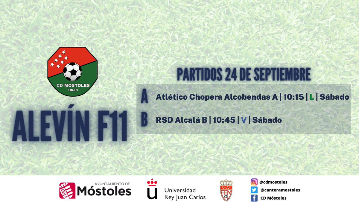CanteraMostoles's tweet photo. ¡Este fin de semana se incorporan a la competición más equipos de la CANTERA AZULONA 😉!

Estos son los partidos de liga previstos para el sábado y domingo 🙌🏻.

ℹ️ El resto de equipos seguirán disputando encuentros amistosos.

#VamosMiMóstoles 🔵 https://t.co/6lJVlDHnVM