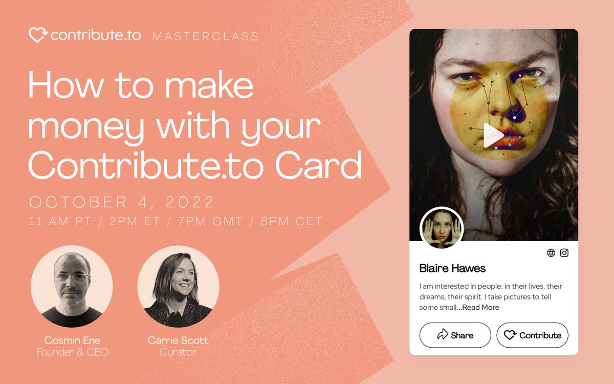 Tomorrow's the big day! Learn how Contribute.to can help you change the way you fund your creative work with our FREE Masterclass hosted by <a href="/cosmoene/">Cosmin Ene</a> <a href="/ceascott/">Carrie Scott</a>.  

Register: bit.ly/CtoMasterclass
