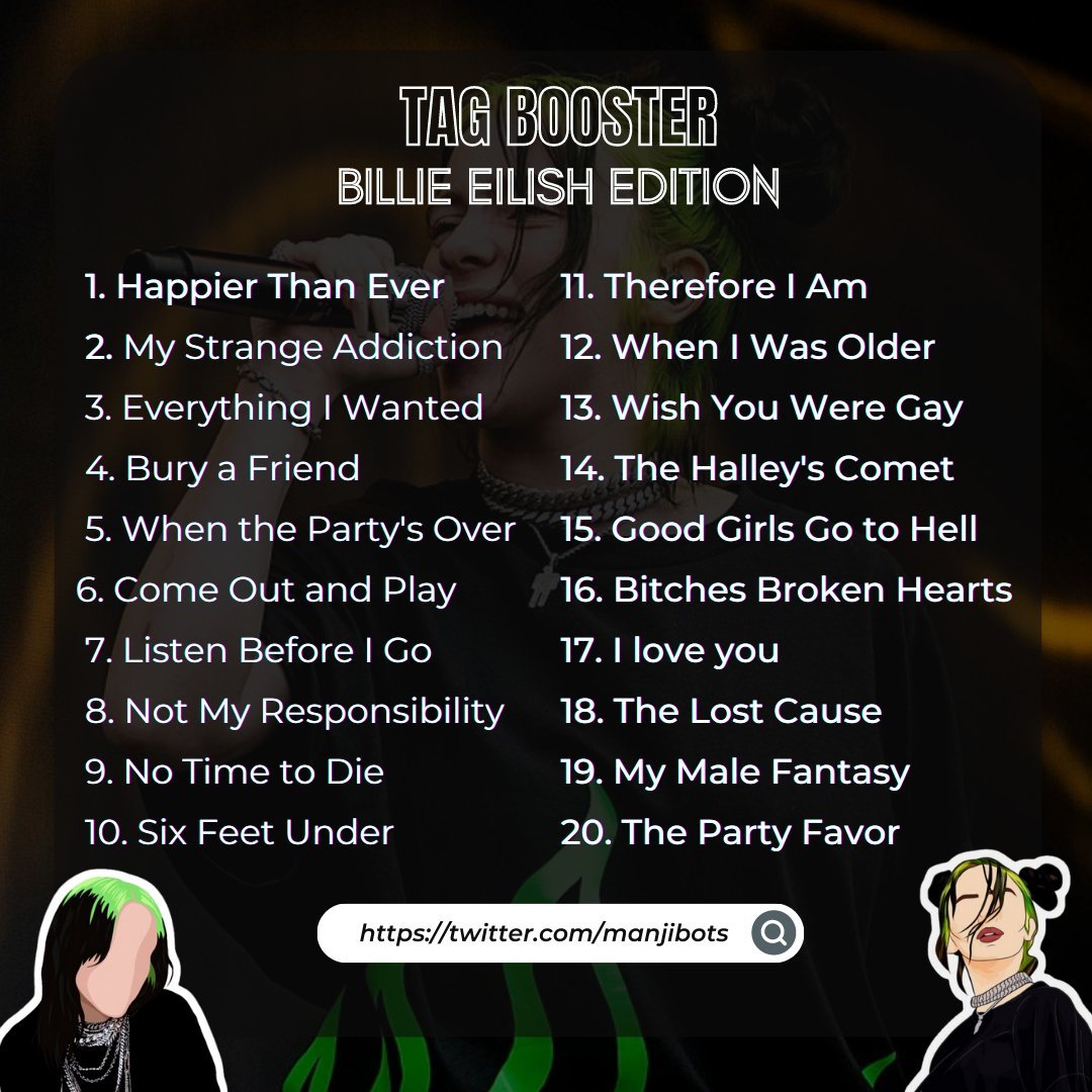 Billie sings with unsparing honesty about her rapid ascent to stardom. It's woozy, effortlessly melodic, and it showcases her command over the pop landscape. 

Drop these Billie songs as many as you can!

HAPPY BIRTHDAY ANJI
CHEERS TO 2OTH ANJI
#AnjiSalvacion <a href="/anjisalvacion/">anji</a>