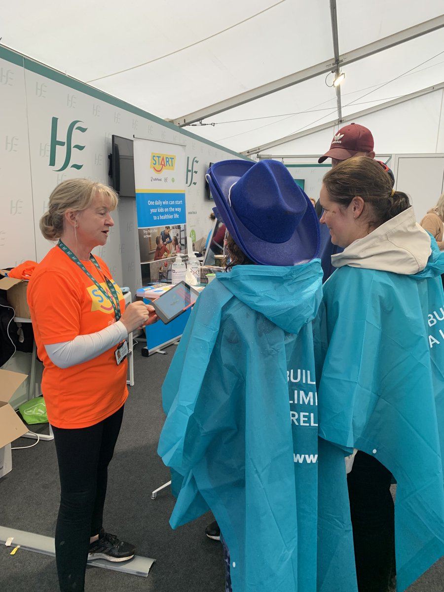 PeopleofHSE's tweet photo. "Lovely to meet and interact with families and young people here at the Ploughing about healthy food choices" - Carmel from #MakeAStart team in the Health Promotion & Improvement Department CH08 #PeopleOfHSE #ploughing22 https://t.co/SO9P2dsdAx