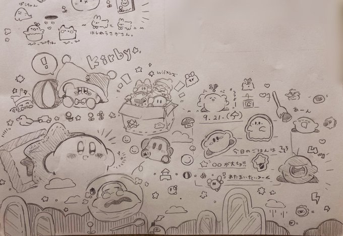 #カービィ 
今日の講義中の落書き~.⚘ ˎ-
授業ちゃんと聞いてたかな?笑 
