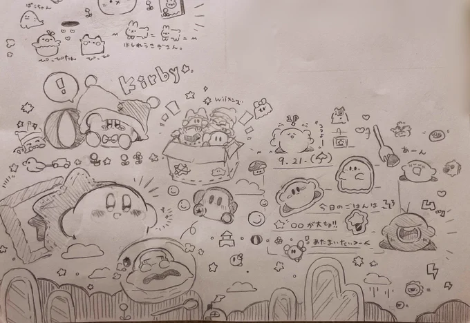 #カービィ 
今日の講義中の落書き~.⚘ ˎ-
授業ちゃんと聞いてたかな?笑 
