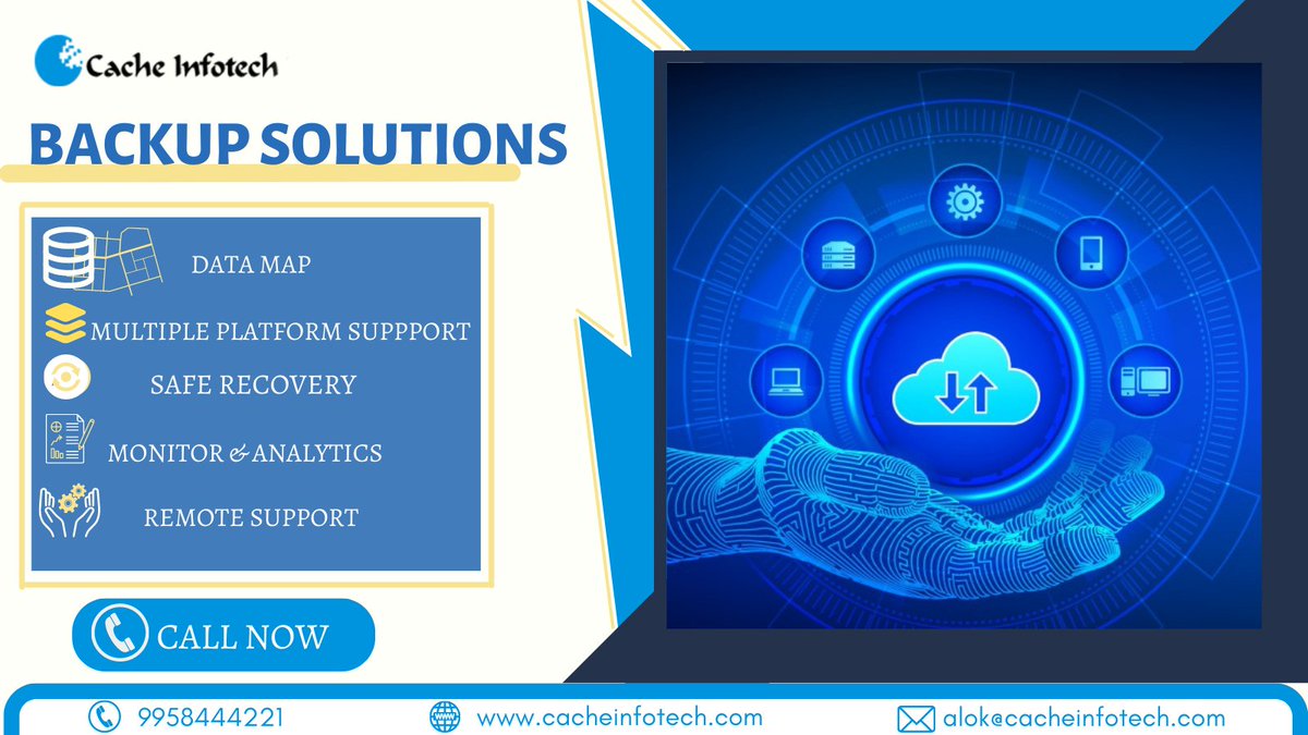 InfotechCache's tweet photo. Need a #recovery and #backup solution?
Cache Infotech Backup Solutions provide intelligent solutions using Data Mapping, Intelligent Recovery, Support for multiple platform.
Contact Now with your requirements.
#Backupsolutions #technology #informationtechnology #cacheinfotech https://t.co/t20qtFOnEP