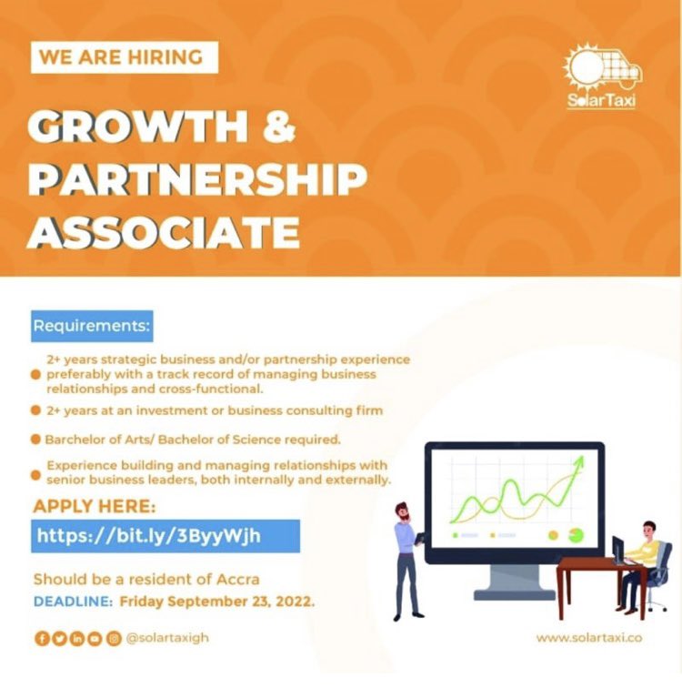 BGapgh's tweet photo. SolarTaxi Ghana is hiring.
https://t.co/2UKodx38Z7

#BridgeDaGapGh #BTG #Hiring #SolarTaxi #GirlsPower #CareerPath #womenempowerment https://t.co/ZhZVCHei0s