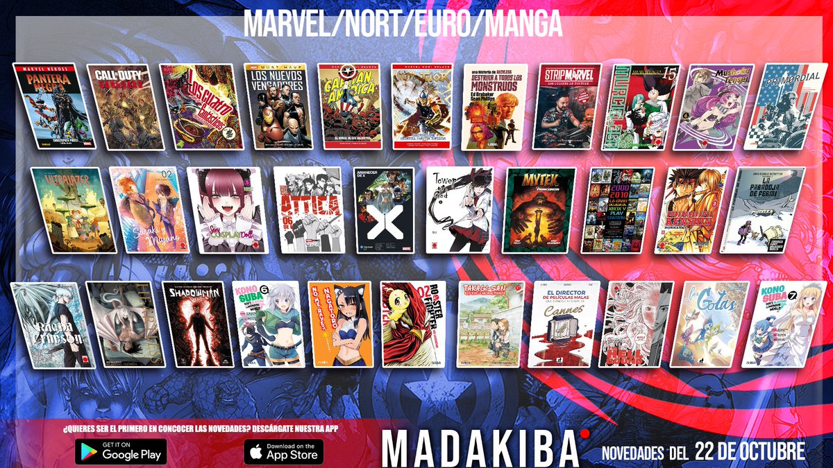 madakibacomics's tweet photo. 🆕️📚A LA VENTA LAS NOVEDADES DEL 22.10 EN MANGA Y COMIC
#comicmarvel #marvel #manga #seinen #shonen #novedades #valdemoro

Disponible en tienda y web
https://t.co/1UQI6U3tHs https://t.co/b91IbVA8Ft
