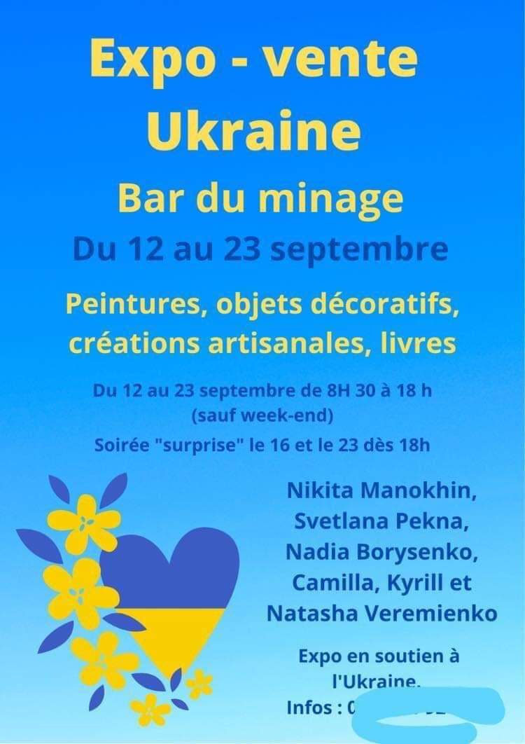 Expo jusqu’au 23 au bar du minage à Angoulême. 
Vendredi prochain, les réfugiées ukrainiennes de Zaporidji seront de nouveau à l’honneur lors de cet instant musical qu’elles rejoueront.
#standwithukraine #ukraine #angouleme #ukraineamitie