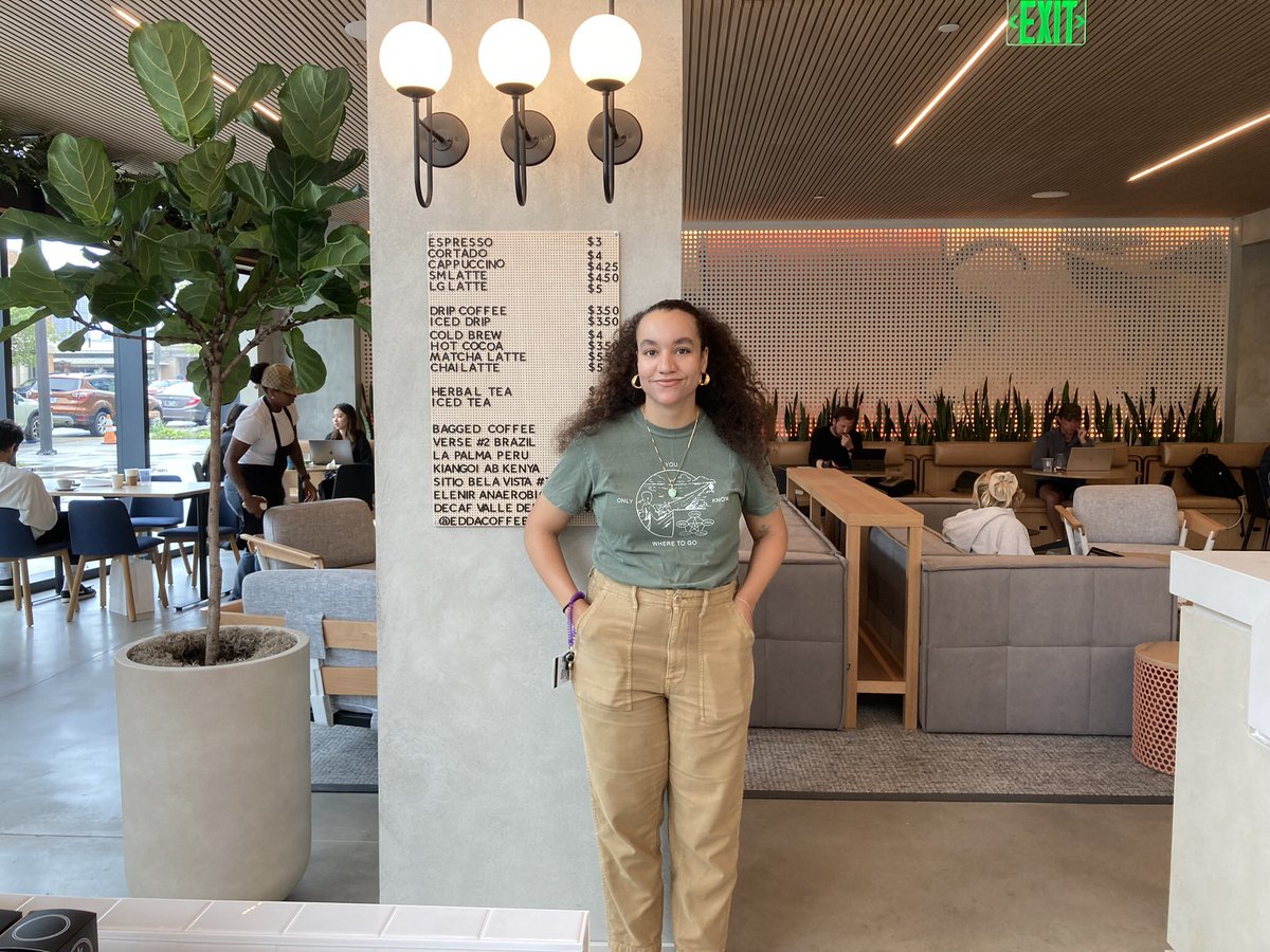 SkrticX's tweet image. Edda Coffee Roasters. 2011 W 25th St, located in the Intro Cleveland Building. Pictured is Manager, Chantal Pettegrew. Chantal told me they opened June, 2022 and have been well received by tenants and the @WestSideMarket crowd. Also, have the great head roaster @ThatPourGuy