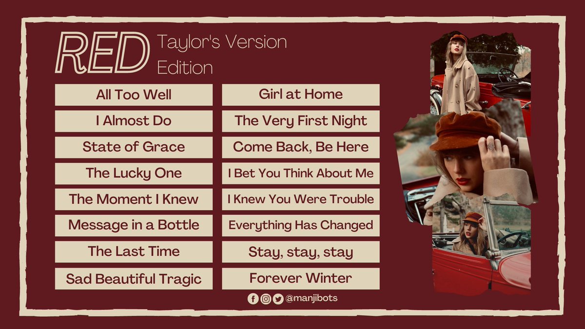 In its ecstatic, expressive vocals, vivid imagery, &amp; attention to the nuances of love &amp; loss, you’ll find everything that makes Taylor Swift great! What are your fave songs from Red? Drop 'em in threads below!

HAPPY BIRTHDAY ANJI
CHEERS TO 20TH ANJI
#AnjiSalvacion <a href="/anjisalvacion/">anji</a>