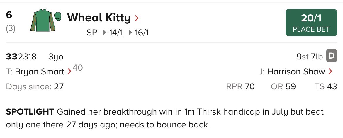 shaw_harrison's tweet photo. Iβm heading to @Southwell_Races today for 2 rides #WhealKitty runs at β°5.25pm for @BryanSmartRacin and #SlateCracker runs at β° 6.30pm for @declan_carroll the very best of luck to both connections today #HS πππππ€π€ https://t.co/7GOuMjW5p4
