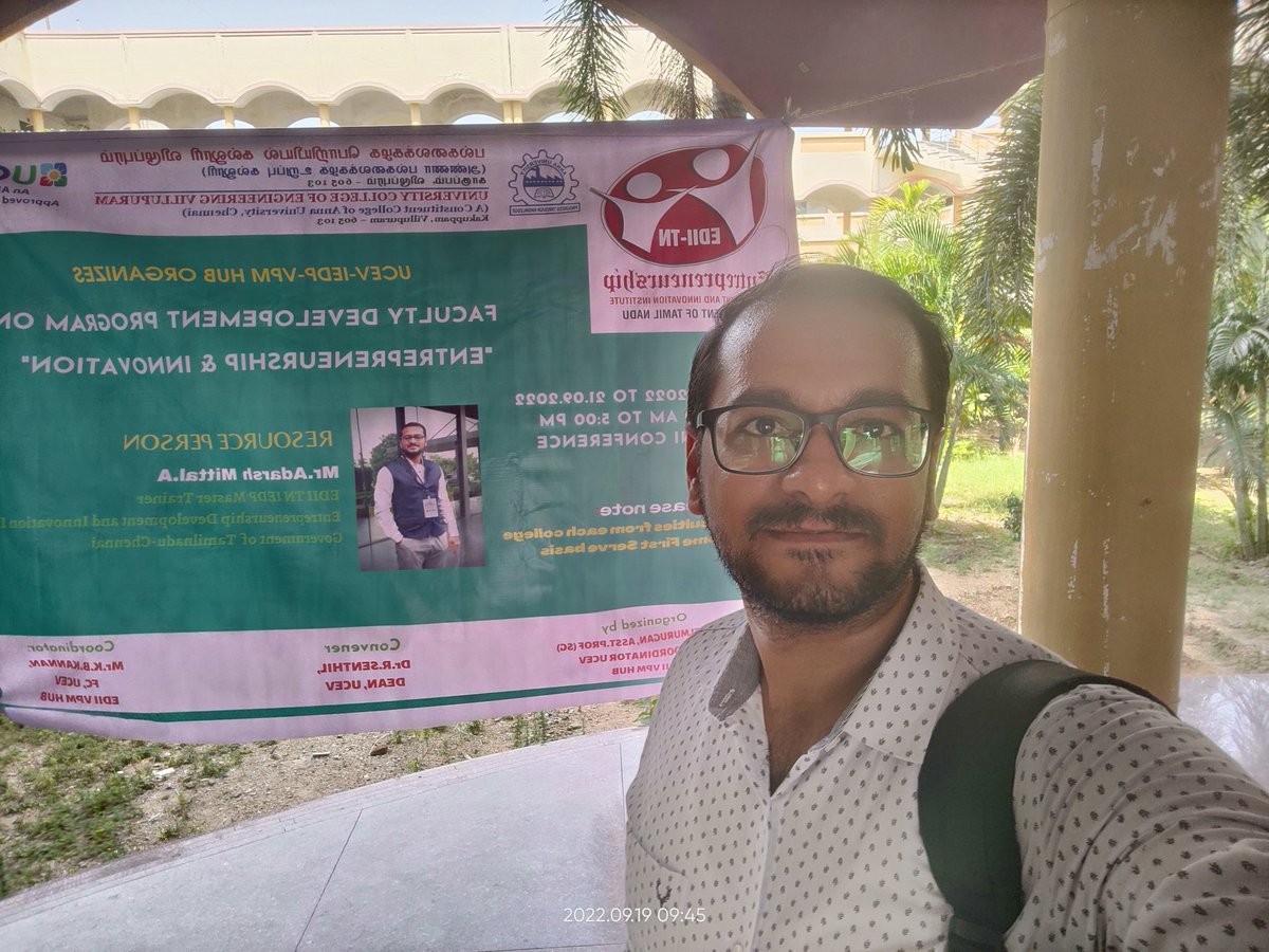 AdarshM02165547's tweet photo. FDP on Entrepreneurship & Innovation Ecosystem at UCE-Villipuram Campus from 19-21 September, 2022
#entrepreneurship_diaries #edii_tn #college_iedp #mentoring #master_trainer #innovationecosystem #train_the_trainer_program https://t.co/sPGkx7FQvL
