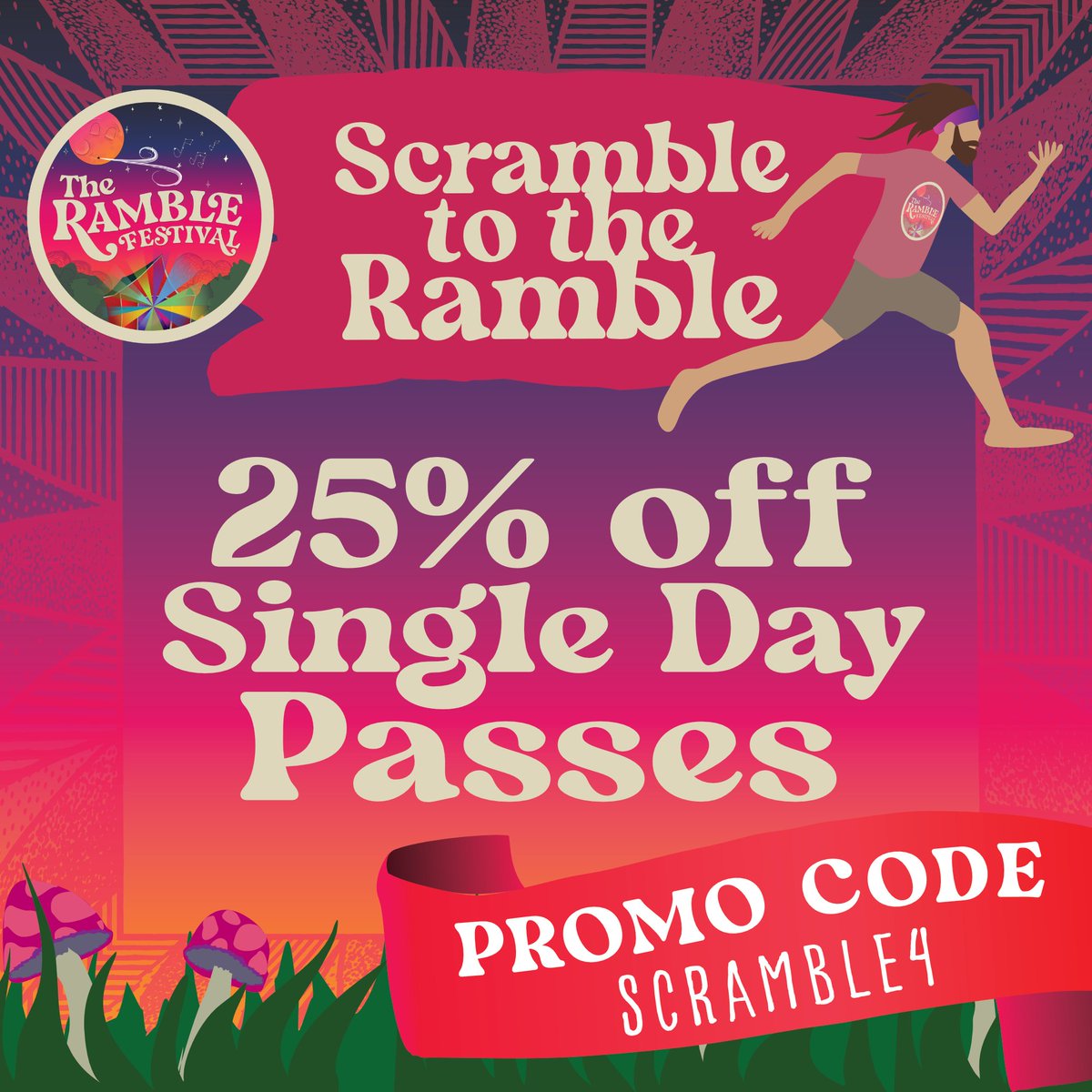 Only able to make one day of the Ramble?Check out our daily lineups and com'on out for a day of  ramblin' good times with us!

Scramble to the Ramble Day 4: Use code SCRAMBLE4 to save 25% off single day passes  today only! 

🎟️ - ramblefestival.com/tickets