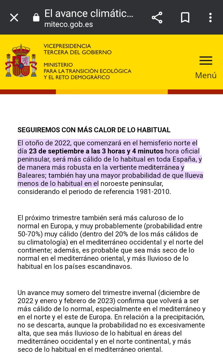 EscalasMMA's tweet photo. Mña comienza el #Otono2022. Hemos tenido un intenso verano y anhelamos temperaturas mas suaves, lluvias, fresco y bosques de postal. Sin embargo la predicción de Aemet anuncia otro "veroño": https://t.co/o7PzVTQqya