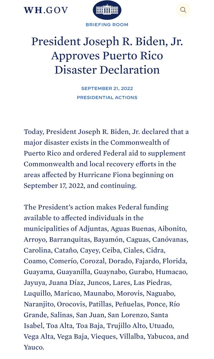 RobbyCortes's tweet photo. Municipios NO incluídos en Declaración de Desastre aprobada por @POTUS:
Aguada
Aguadilla
Arecibo
Añasco
Barceloneta
Cabo Rojo
Camuy
Culebra
Guánica
Hatillo
Hormigueros
Isabela
Lajas
Las Marías
Loiza
Manatí
Mayagüez
Moca
Quebradillas
Rincón
Sabana Grande
San Germán
San Sebastián https://t.co/qDB0Ss0sfM