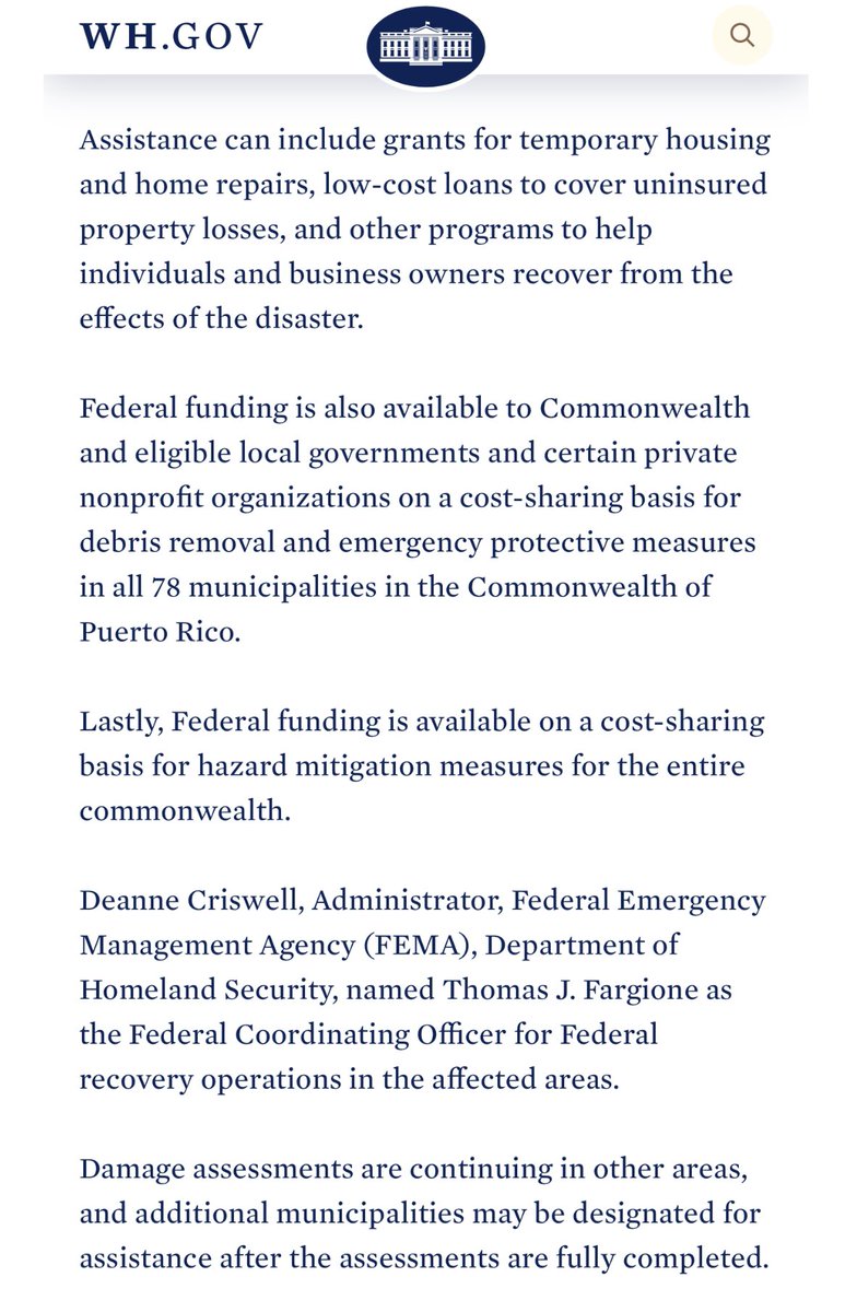 RobbyCortes's tweet photo. Municipios NO incluídos en Declaración de Desastre aprobada por @POTUS:
Aguada
Aguadilla
Arecibo
Añasco
Barceloneta
Cabo Rojo
Camuy
Culebra
Guánica
Hatillo
Hormigueros
Isabela
Lajas
Las Marías
Loiza
Manatí
Mayagüez
Moca
Quebradillas
Rincón
Sabana Grande
San Germán
San Sebastián https://t.co/qDB0Ss0sfM