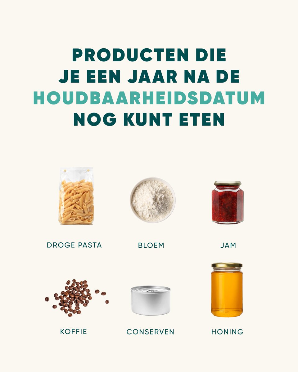 TooGoodToGo NL (@toogoodtogo_nl) on Twitter photo Deze producten gaan veel langer mee dan de #THT-datum op de verpakking vermeldt. De #fabrikant garandeert de kwaliteit van het product tot die datum. Daarna kan de smaak, geur of kleur van het product achteruitgaan, maar kun je het vaak nog prima eten.
Bron: <a href="/Voedingscentrum/">Voedingscentrum</a> Deze producten gaan veel langer mee dan de #THT-datum op de verpakking vermeldt. De #fabrikant garandeert de kwaliteit van het product tot die datum. Daarna kan de smaak, geur of kleur van het product achteruitgaan, maar kun je het vaak nog prima eten.
Bron: <a href="/Voedingscentrum/">Voedingscentrum</a>
