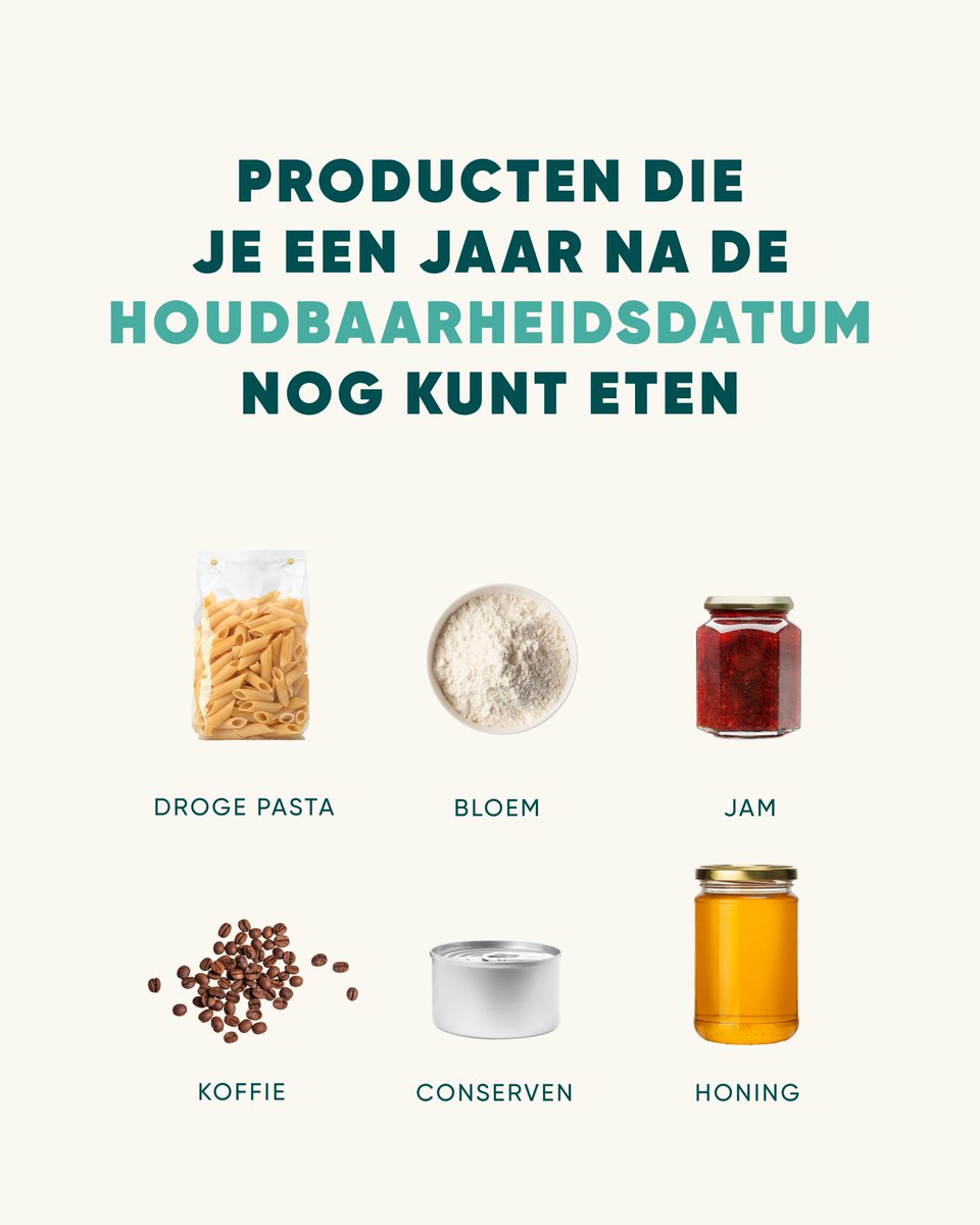 Deze producten gaan veel langer mee dan de #THT-datum op de verpakking vermeldt. De #fabrikant garandeert de kwaliteit van het product tot die datum. Daarna kan de smaak, geur of kleur van het product achteruitgaan, maar kun je het vaak nog prima eten. Bron: @Voedingscentrum