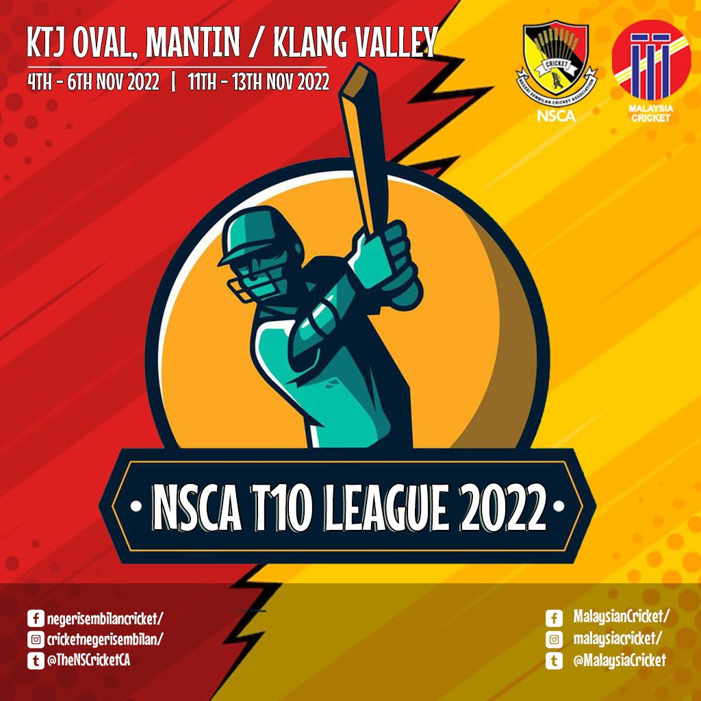 TheNSCricketCA's tweet photo. See You at the Cricket! #NSCAT10 

#Cricket4All #CricketMalaysia #CricketNegeriSembilan 🏏🇲🇾💪🏽 @MalaysiaCricket @MenteriBesarNS https://t.co/TsLbGU4WqX