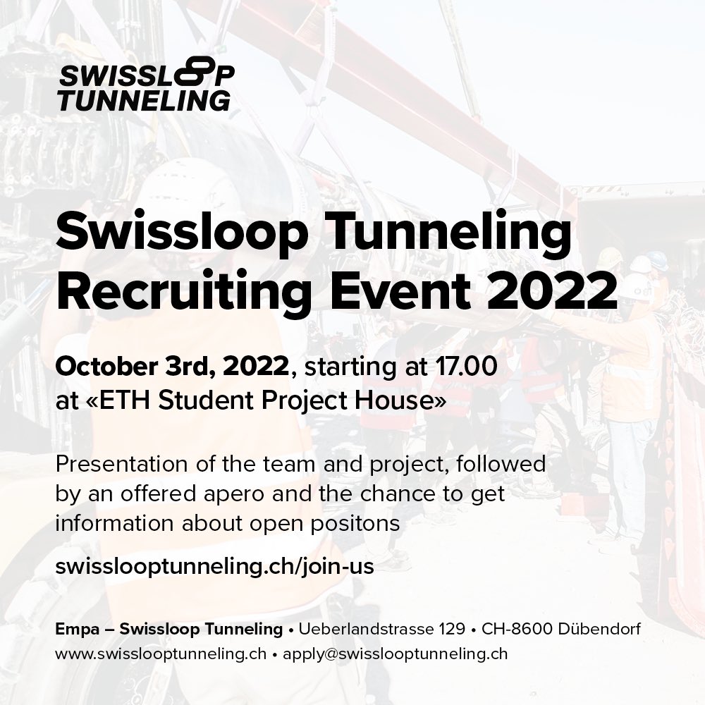 Visit our recruiting event on October 3rd at 17:00 at the ETH Student Project House! You can find a registration link on our homepage or directly here: eventbrite.de/e/swissloop-tu…