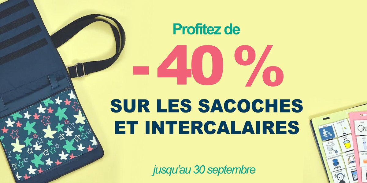 inclunea's tweet photo. [PROMOS] En ce moment, c'est les #promos chez Inclunéa ! 🛍️
Profitez de -40% sur les sacoches et intercalaires Inclunéa sur https://t.co/dVSp8meBwu 🌐

#caa #troublesdulangage #autisme #tsa #trisomie #aphasie #deficienceintellectuelle https://t.co/RSd0wO4uHN