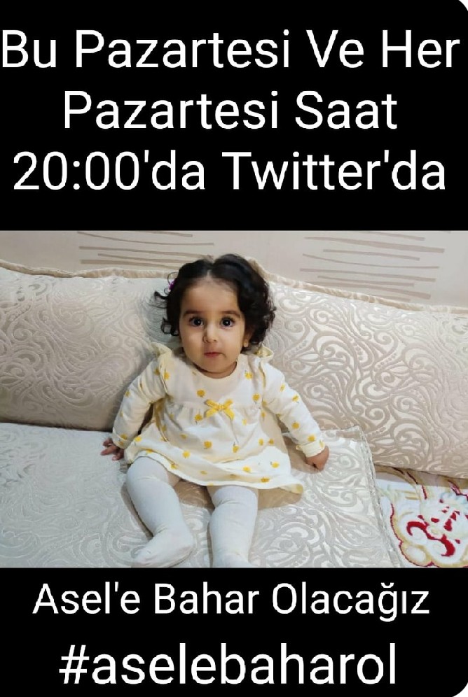 Aselin Zolgensma tedavisine ulaşması için son 4 ay hep birlikte Aselin sesini duyuralım @Canlar_Grubu <a href="/siyahcoraplilar/">Siyah Çoraplılar</a> <a href="/ultrAslan/">ultrAslan</a> <a href="/tarkan/">Tarkan</a> <a href="/kizilirmakilkay/">ilkay Akkaya</a> <a href="/acunilicali/">Acun Ilıcalı</a> <a href="/firatacar1947/">Fırat Acar</a> <a href="/Yozgatliv/">V.Yozgatlı</a> <a href="/kayalarekurisi/">kayalarekürisi</a> <a href="/_TJK_/">Türkiye Jokey Kulübü</a> <a href="/AkSozen/">Akın Sözen</a> <a href="/uzman_erkan/">Uzman Erkan</a> <a href="/birbeyhan01/">İSKENDER ER</a> <a href="/aydin_stud/">Aydın Stud</a> @arvasssss