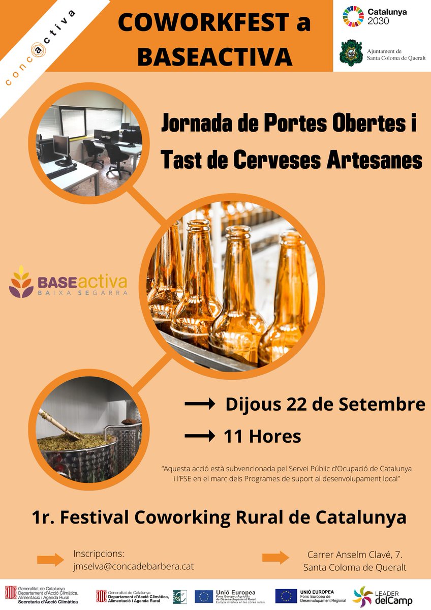 LEADERdelCamp's tweet photo. Avui, #BaseActiva de @CONCACTIVA participa a la setmana #CoworkFest ‼️
👉Diferents emprenedors han conegut aquestes instal·lacions.
👉Obrador especialitzat en cervesa artesana
El #coworking, oportunitat per a les zones rurals
👩💻🧑💻 https://t.co/7yrHX5kbNG