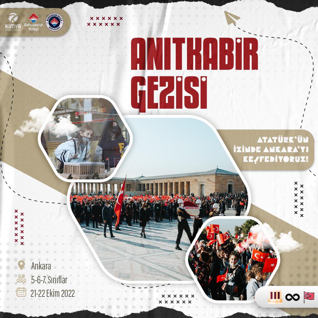 Cumhuriyetimizin Kurucusu, Ulu Önder Mustafa Kemal Atatürk’ün izinde Ankara’yı keşfediyoruz! 

👥 5,6,7. sınıflar
🗓 21-22 Ekim
📍Ankara