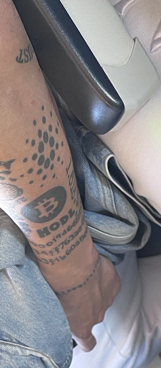 On a plane next to some Scandinavian skinbrain (next to them MAGA has the docility of the International Association of Vegetarian Birdwatchers). He has Bitcoin tattoos, w/addresses. What will he do w/these tattoos in 25 y?