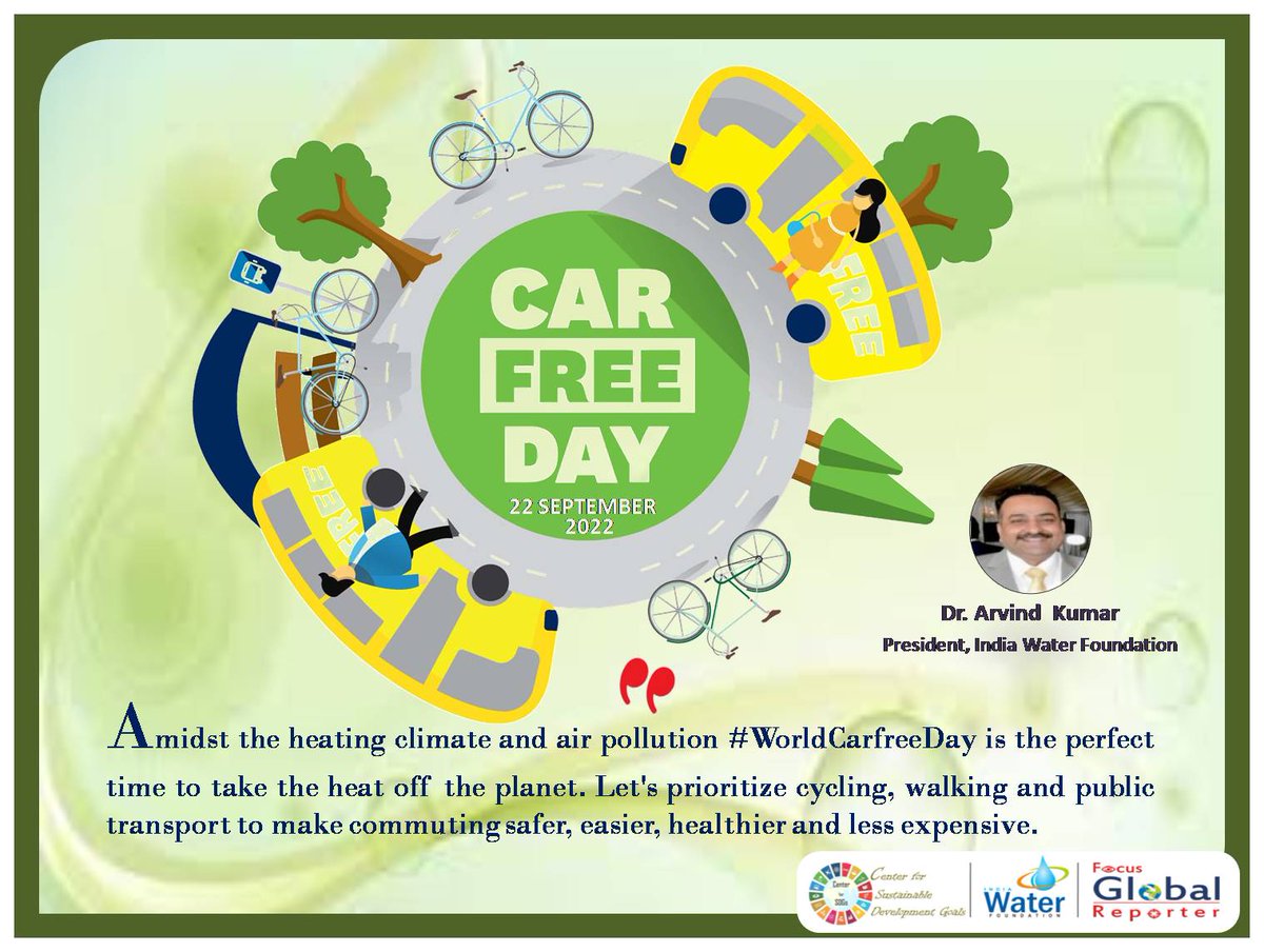 #WorldCarFreeDay #WalkingFromHome #airquality #ClimateAction #Cycling #Cityzens4CleanAir #airpollution #ForNature #Environment #Health #physicalactivity @moefcc @UNEP @CPCB_OFFICIAL @UNFCCC @UNBiodiversity @theGEF @gpmlcaribe @nwmgoi @indiawaterweek @cleanganganmcg @mpcb_official